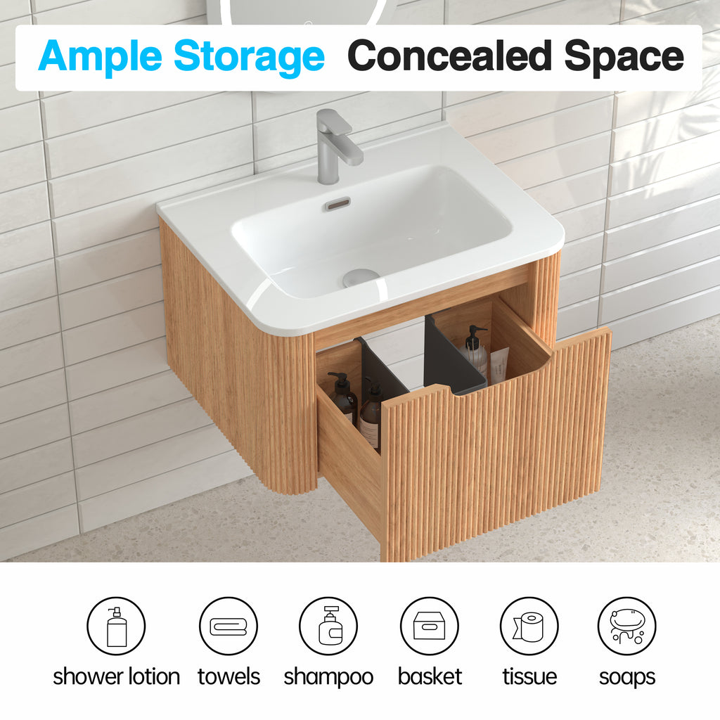 24" Wall-Mounted Floating Bathroom Vanity