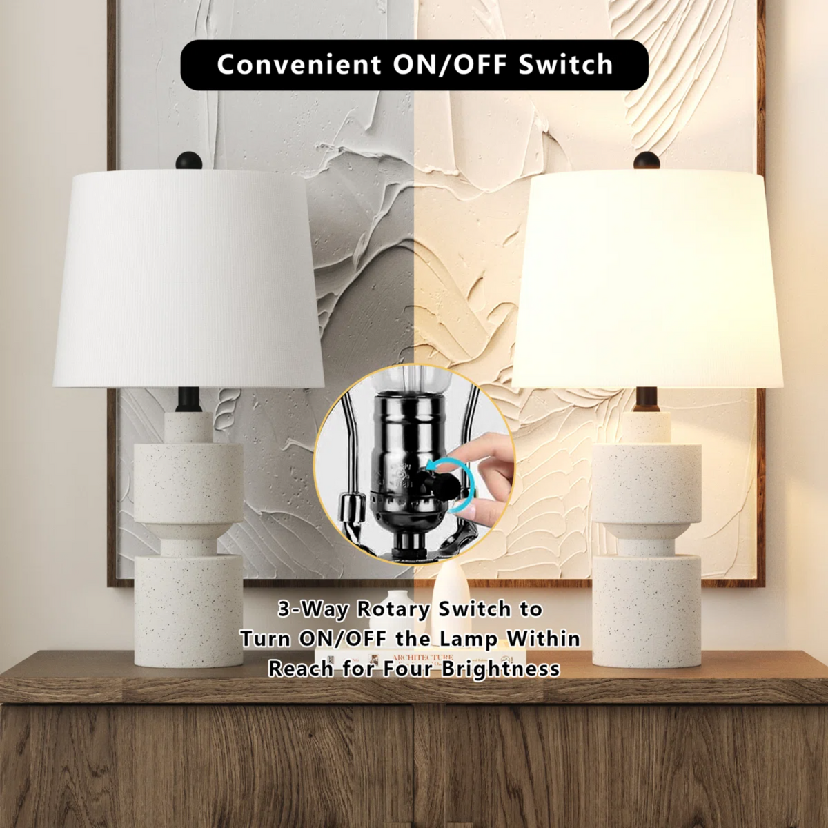 Modern Farmhouse Table Lamp, 24.5-Inch, Resin, Beige
