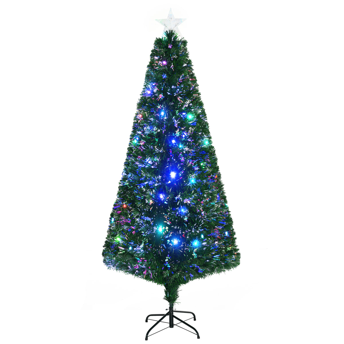 Christmas Tree Fir Pre-Lit Artificial, 6-Foot Tall, Multicolor LED, Green