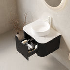 DINA 24" Bathroom Vanity & Sink, Floating Curved Edges Striped Storage Cabinet