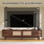 70-Inch Modern TV Stand with Rattan Doors