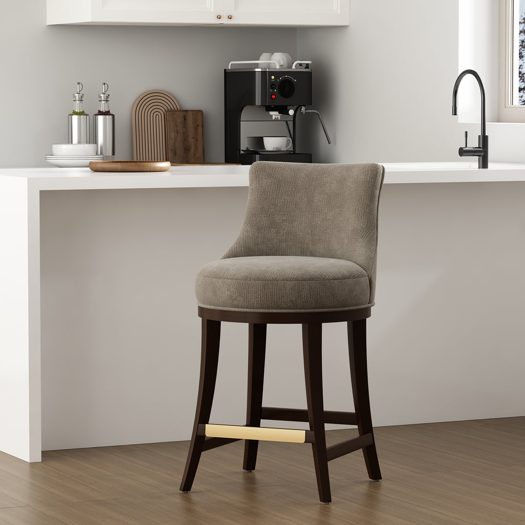 Lucia Wood Chenille Counter Stool