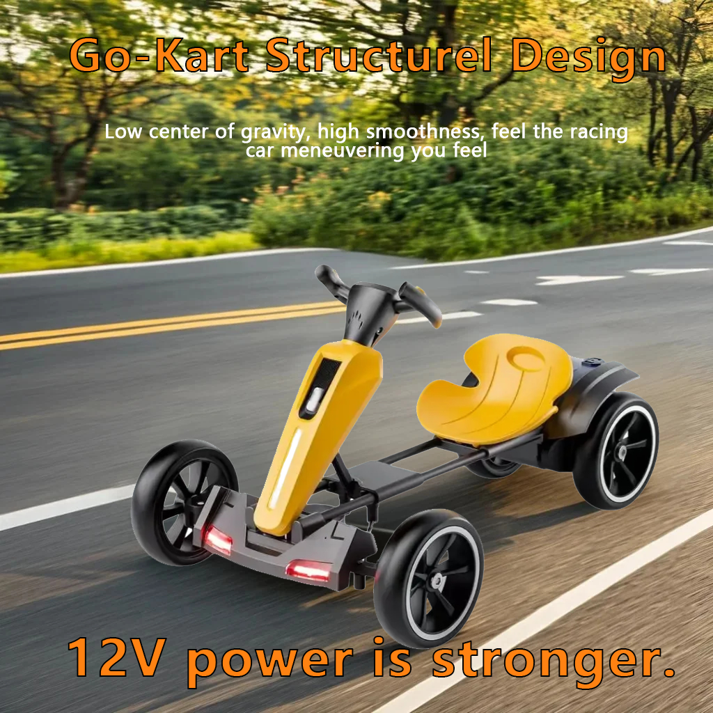 12V Electric Kids Pedal Go Kart - Yellow