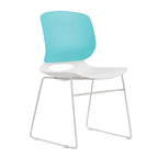 Modern Stacking Chairs Set of 4 in White and Blue