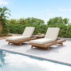 Lounge Chaise Set, Acacia Wood - Outdoor Seating