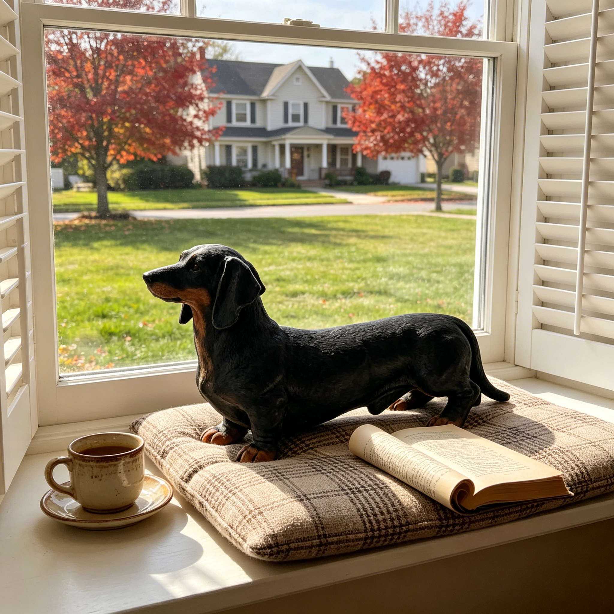 26 Inch Black and Tan Dachshund Statue