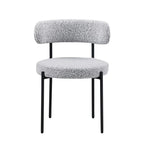 Contemporary Dining Chair Set of 2, Boucle Fabric Upholstered Kitchen Chair