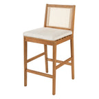 Kirkby Outdoor Barstool with Cushion, Teak Finish Wood