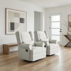 34.25" Extra Wide Off-White Swivel Recliner Glider Chair