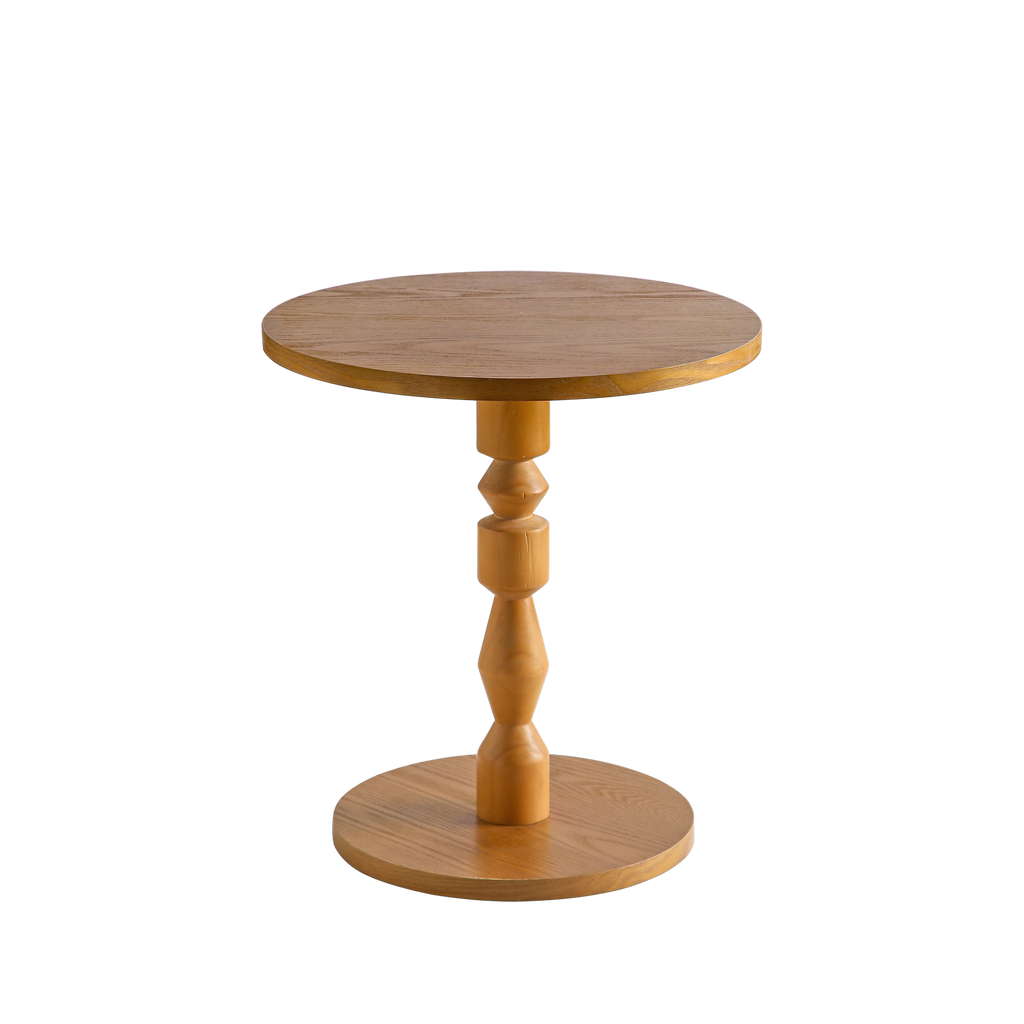 Round Side Table with MDF Tabletop and Solid Wood Legs
