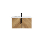 36 Inch Wall-Mounted Bathroom Vanity with 3D Fluted Panel