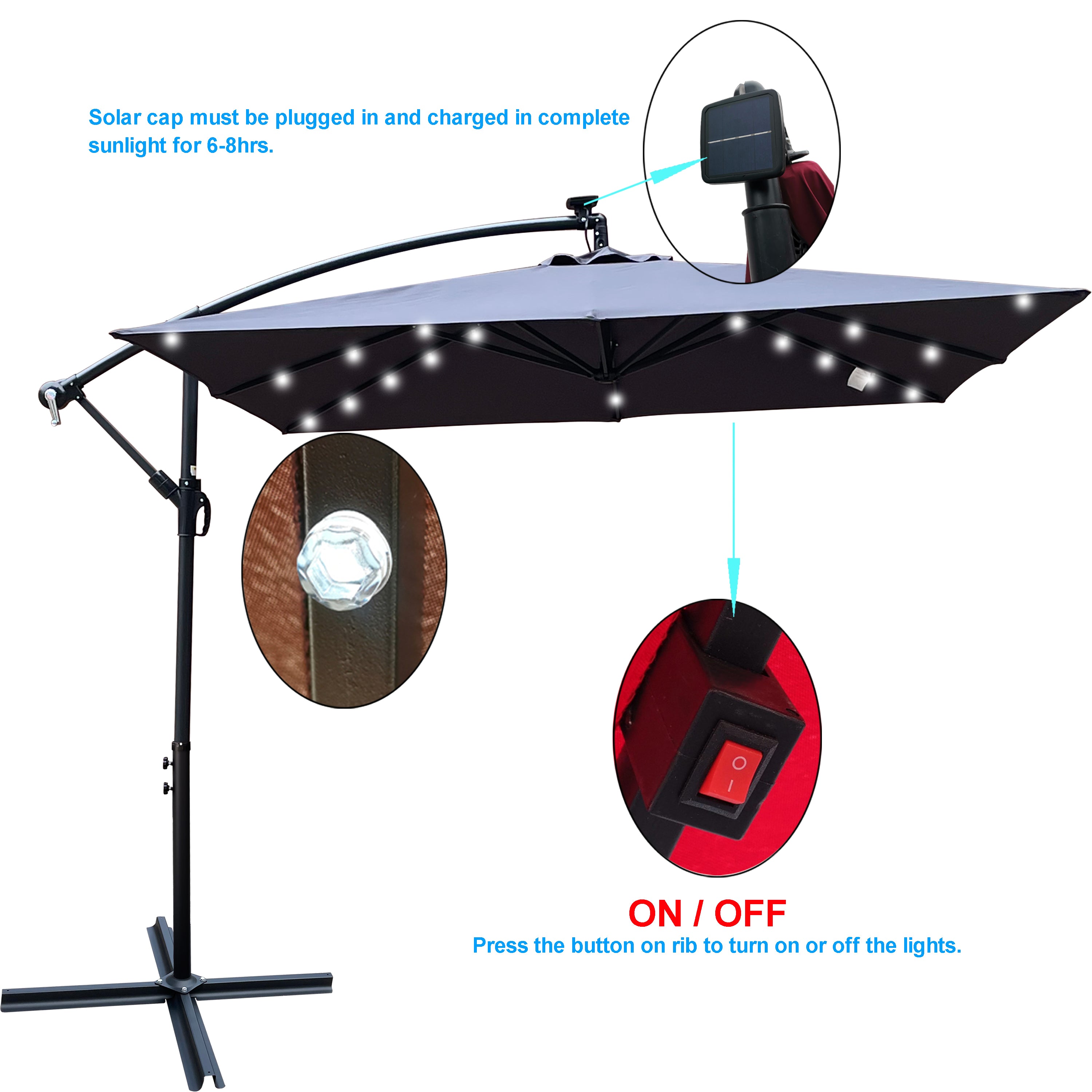 Square 2.5X2.5M Outdoor Patio Umbrella