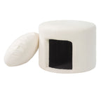 Beige Pet Friendly Ottoman with Removable Pet Cushion and Hidden Pet Nook