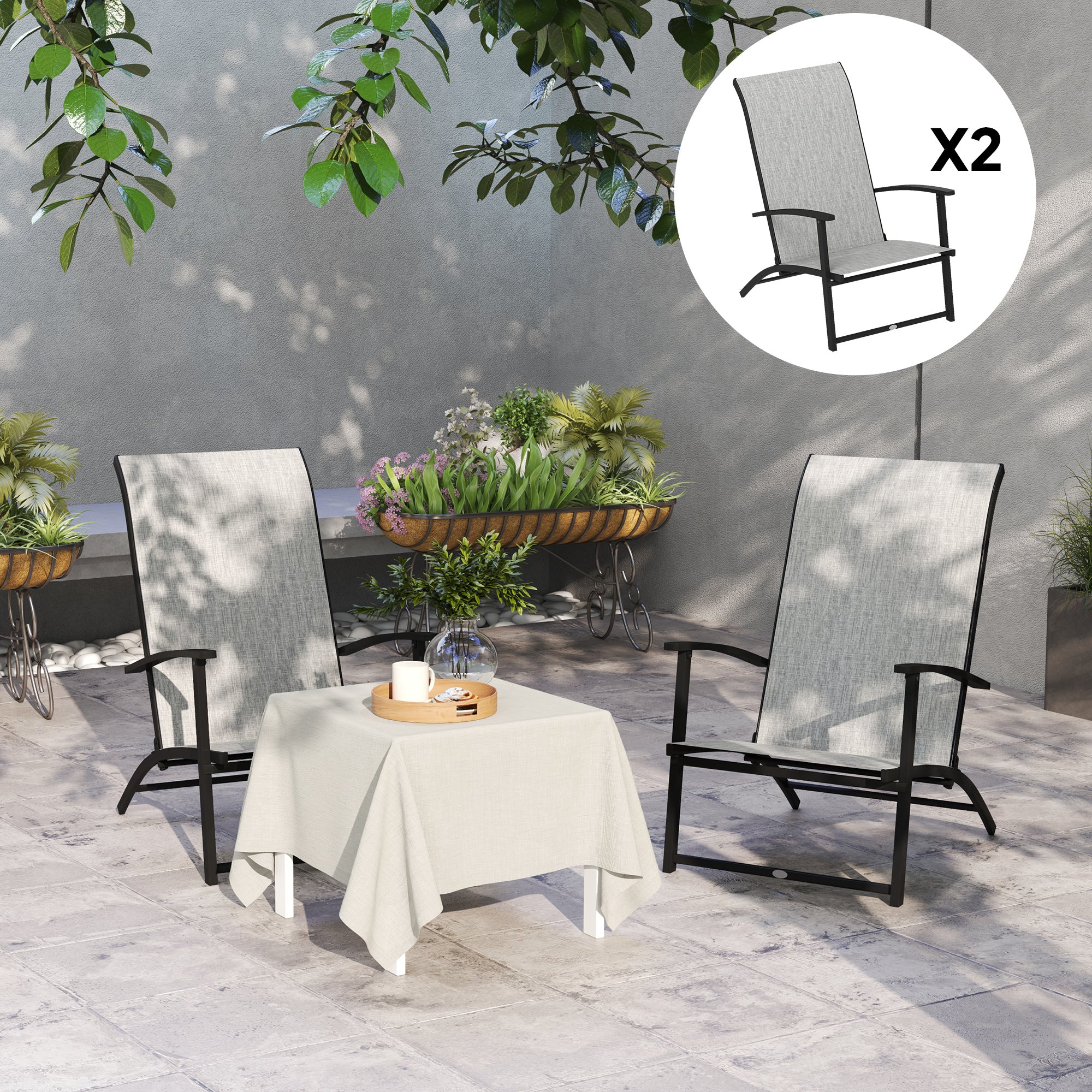 Outsunny Folding Patio Chairs Set of 2