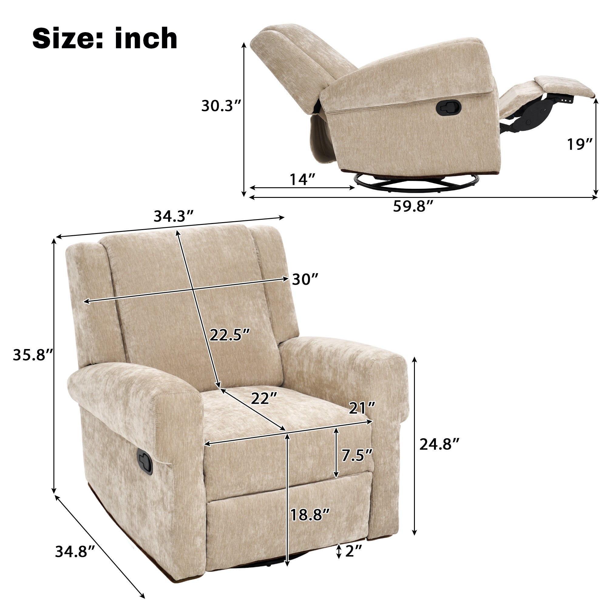 Manual Recliner Nursery Recliner Chair Swivel Rocker