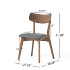 7-Pieces Upholstered Dining Set With Rubberwood Frame, Grey + Walnut + Black