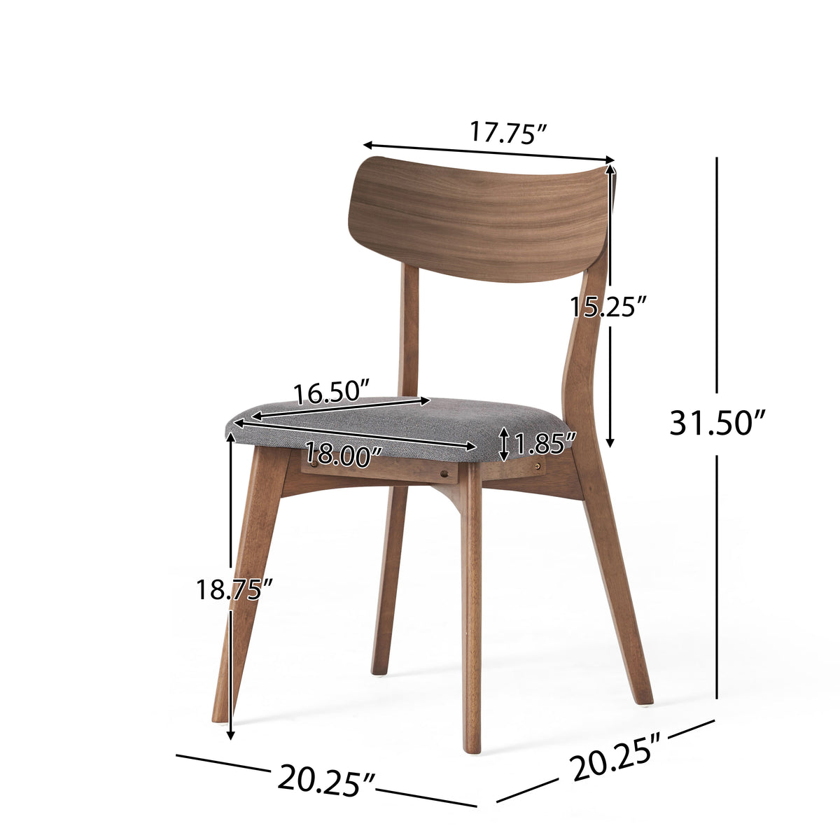 7-Pieces Upholstered Dining Set With Rubberwood Frame, Grey + Walnut + Black