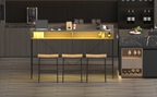 59 Inch Bar Table with Power Socket and LED Light Set