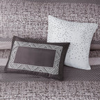 7 Piece Jacquard Comforter Set - Grey/Taupe - Queen
