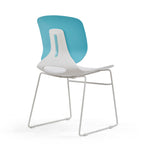 Modern Stacking Chairs Set of 4 in White and Blue