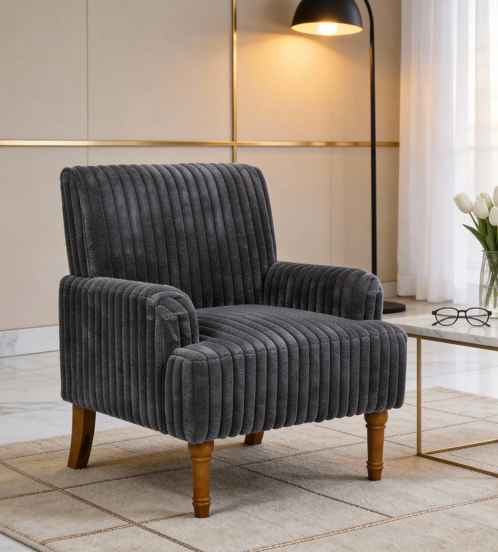Modern Accent Chair with Solid Wood Legs