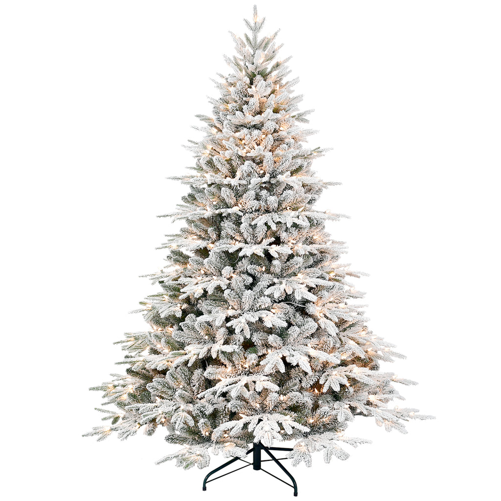 6ft Pre-Lit Flocked Artificial Christmas Tree with 400 Warm Lights