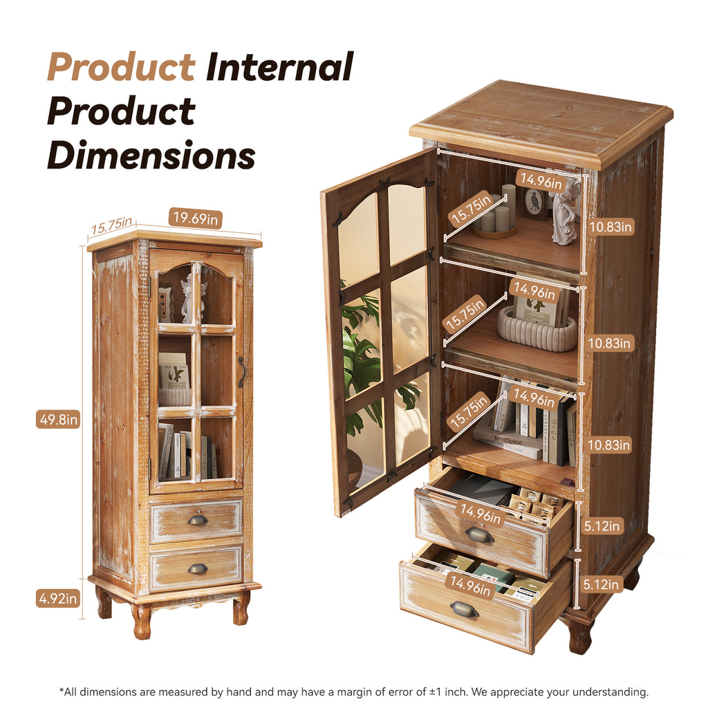Rustic Wooden Storage Cabinet with Decorative Cutout Door