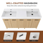 60" Double Sink Bathroom Vanity with Extra-Large Storage