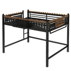 Queen Size Loft Bed With Ladders, Metal Loft Bed With Storage Shelves