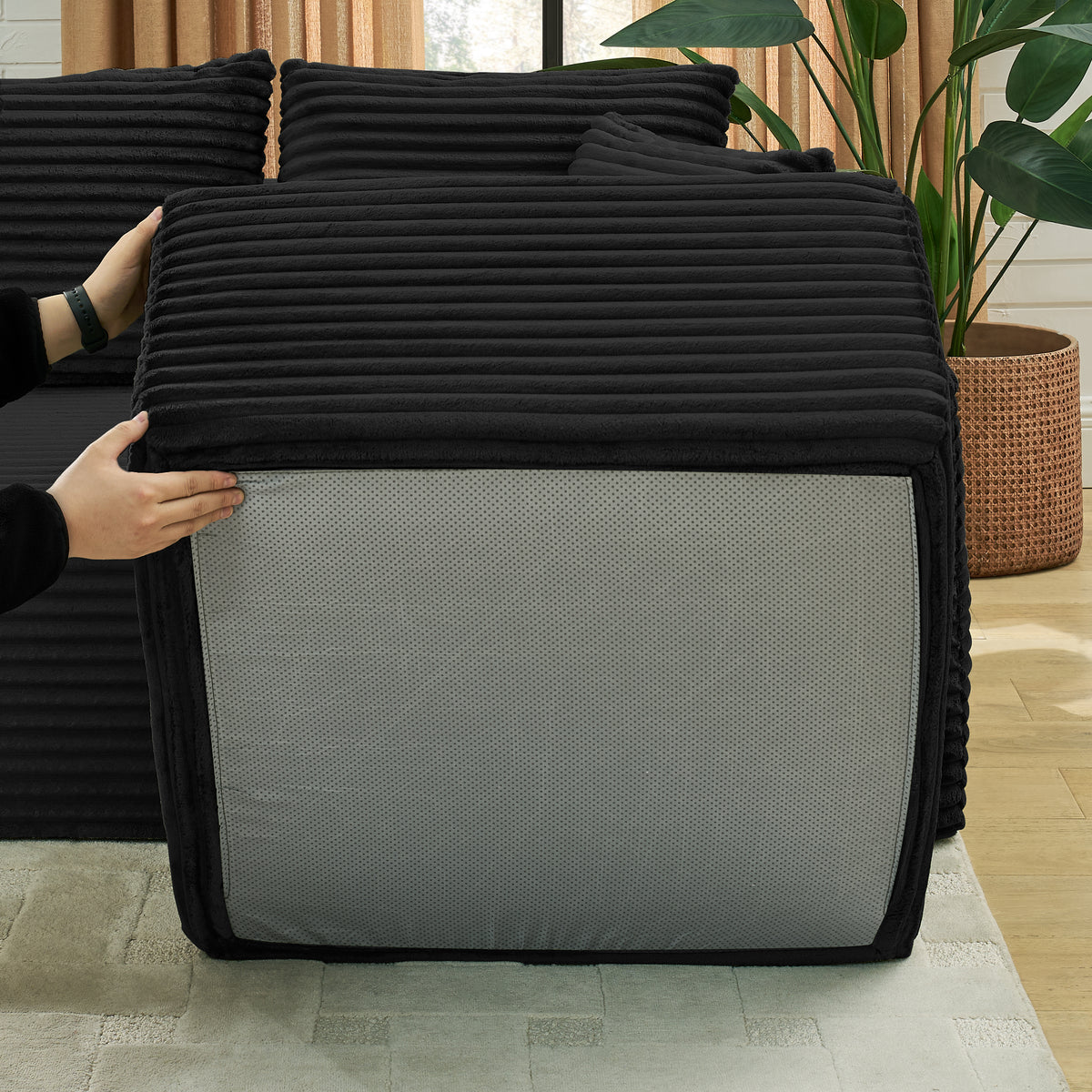 Comfy U-Shaped Sectional Modern Boneless Corduroy Couch