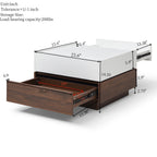 Rotating Coffee Table with 2 Drawers