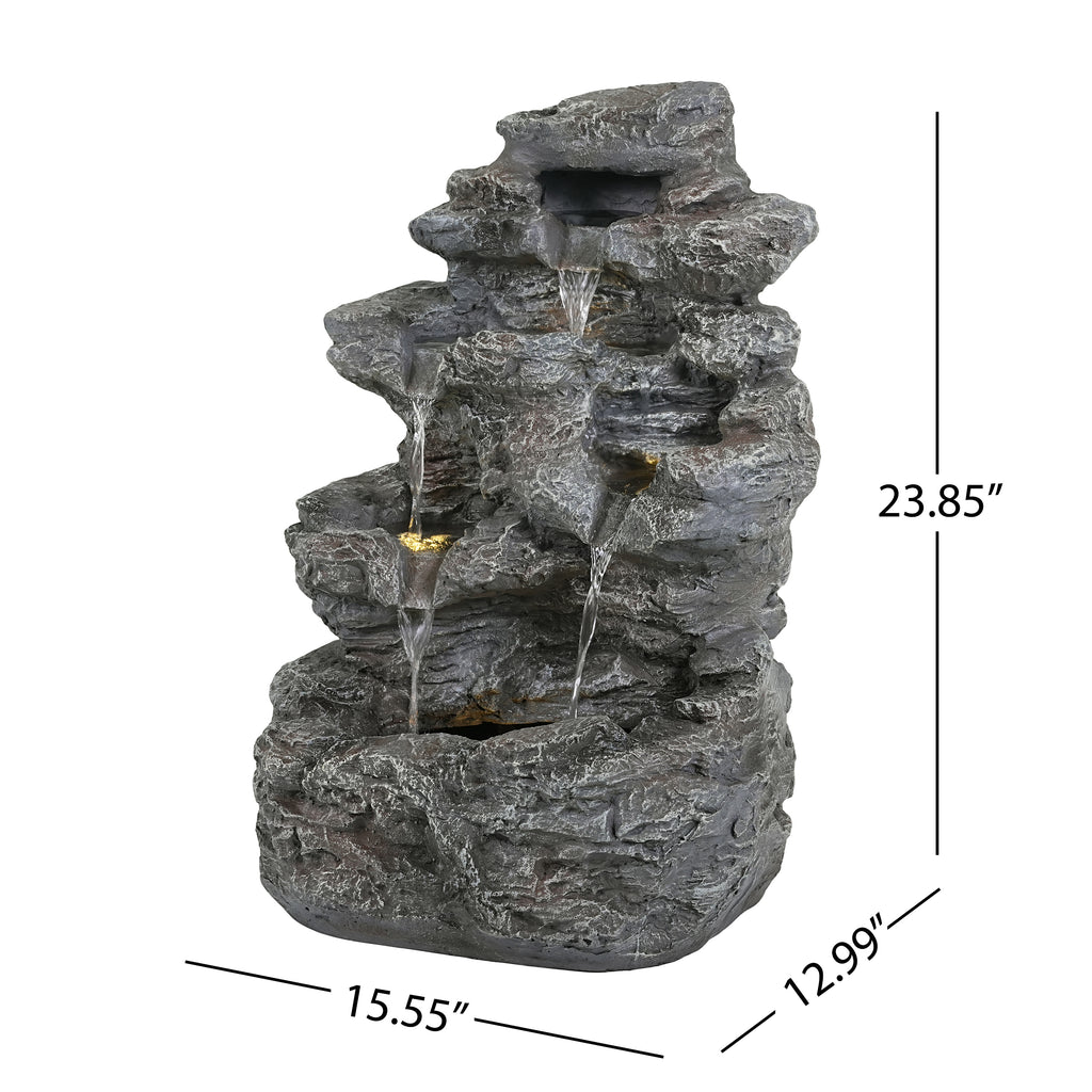 5-Tiered Concrete Tall Slim Fountain, 23.85"H