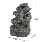 5-Tiered Concrete Tall Slim Fountain, 23.85"H