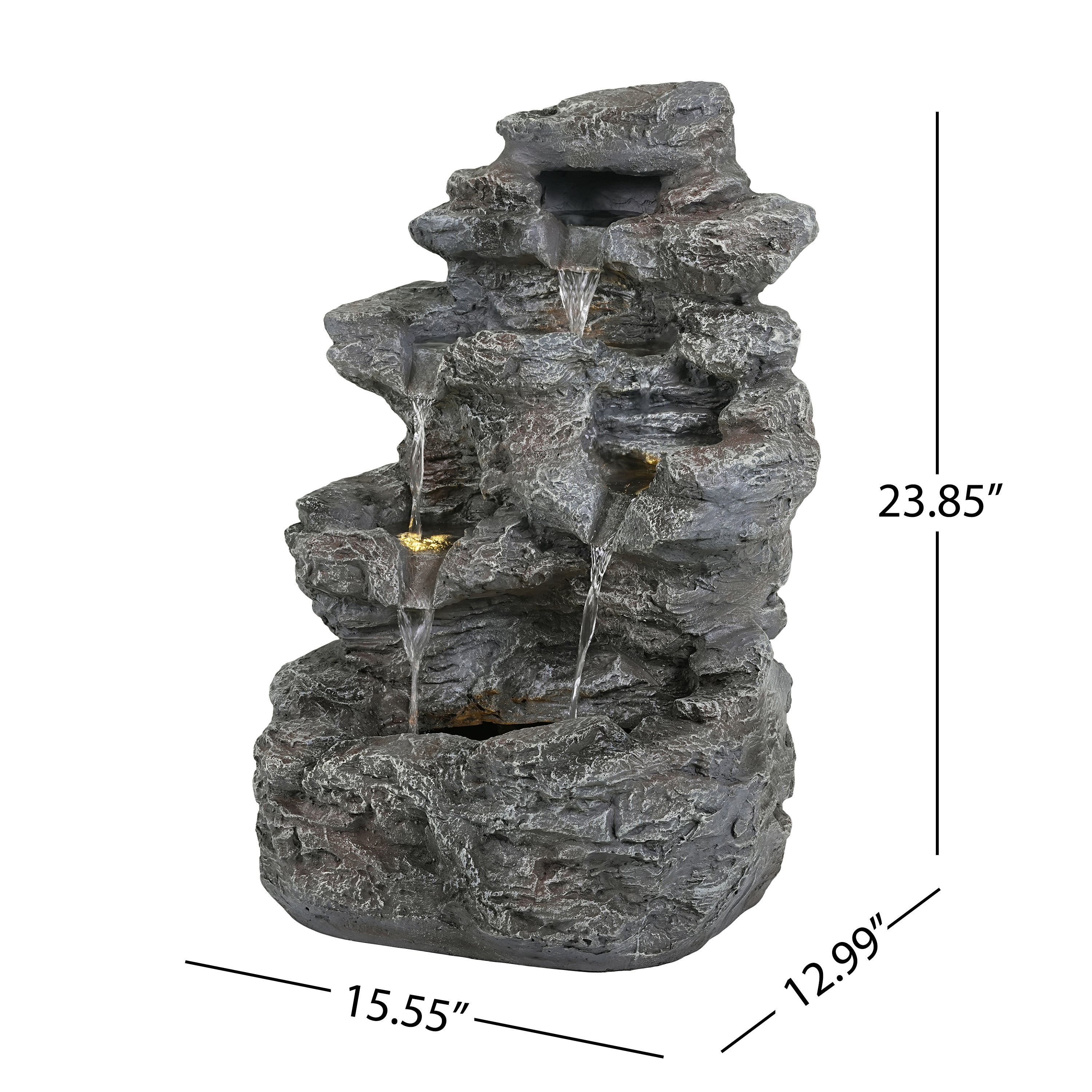 5-Tiered Concrete Tall Slim Fountain, 23.85"H