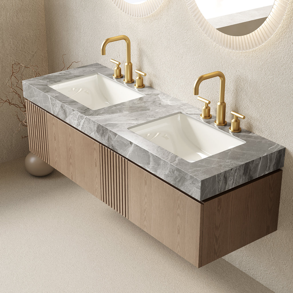 MURI 60" Bathroom Vanity & Sink, Floating Storage Cabinet