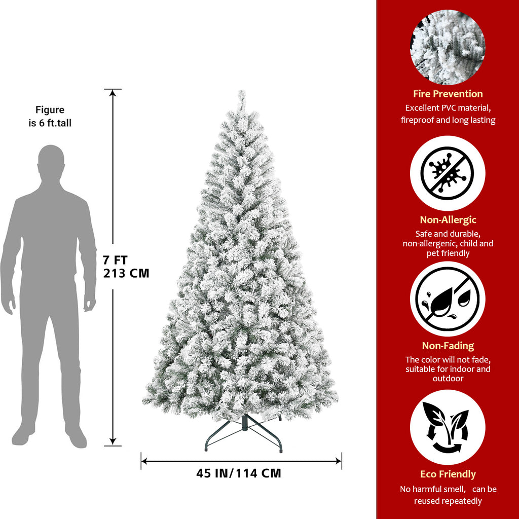 4FT Flocked Christmas Tree - Snowy PVC Artificial Holiday Tree