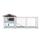 Outdoor Multi-Level Fir Wood Small Animal Rabbit Hutch with Removable Cleaning Trays