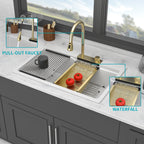 33" Drop In Waterfall Kitchen Sink