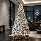 9 ft Pre-Lit Flocked Fraser Fir Artificial Christmas Tree