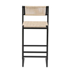 Set of 2 Woven Bar Stools with Backrest
