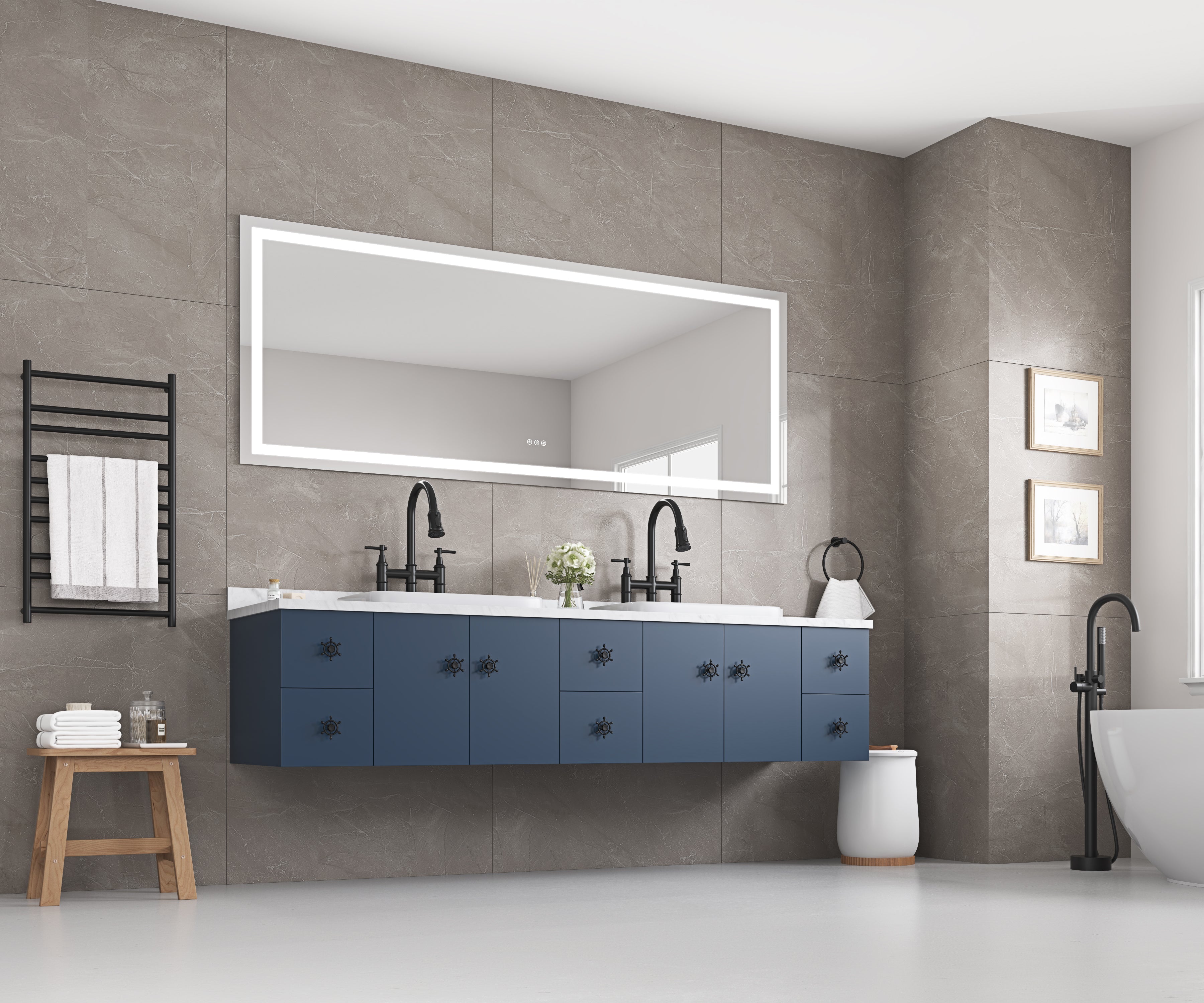 72" x 30" LED Bathroom Mirror with Front and Backlight