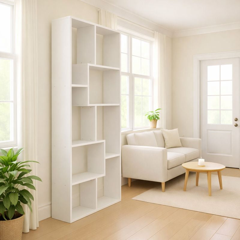 Asymmetrical Display Shelf & Bookcase, 5-Tier