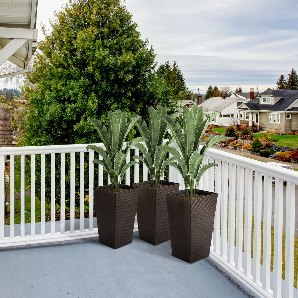 Outsunny Set of 3 Tall Planters with Drainage Hole