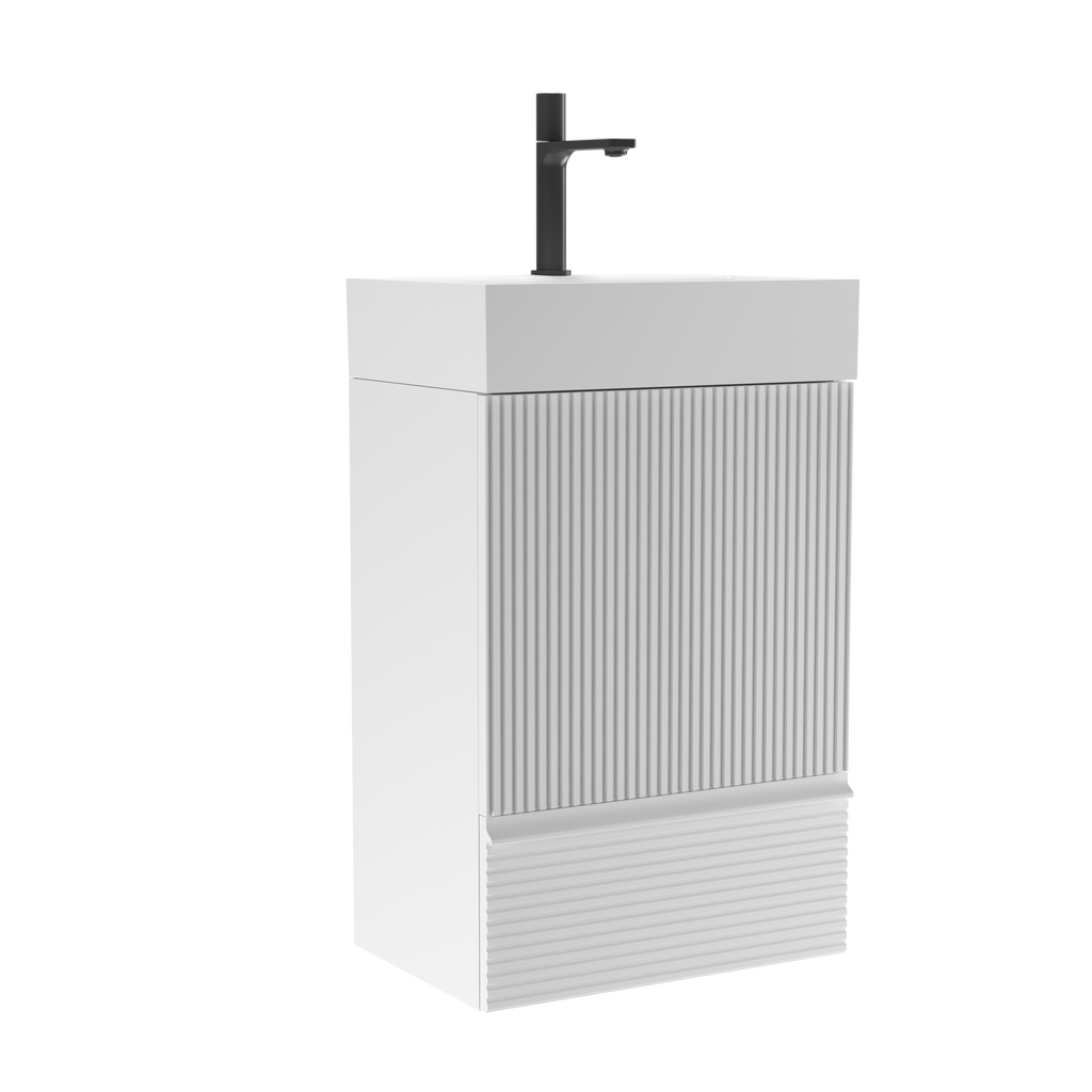 Gada 20-Inch Bathroom Vanity, Matte White with Ceramic Sink