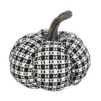 Set of 2 Fabric Black-White Plaid Pumpkin Decor