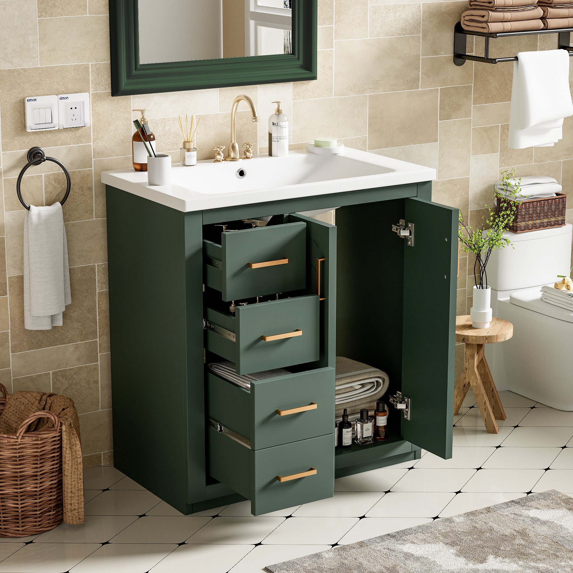 30'' Bathroom Vanity with Ceramic Sink Combo
