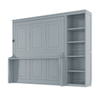 Queen Size Murphy Bed with Desk and Bookshelf