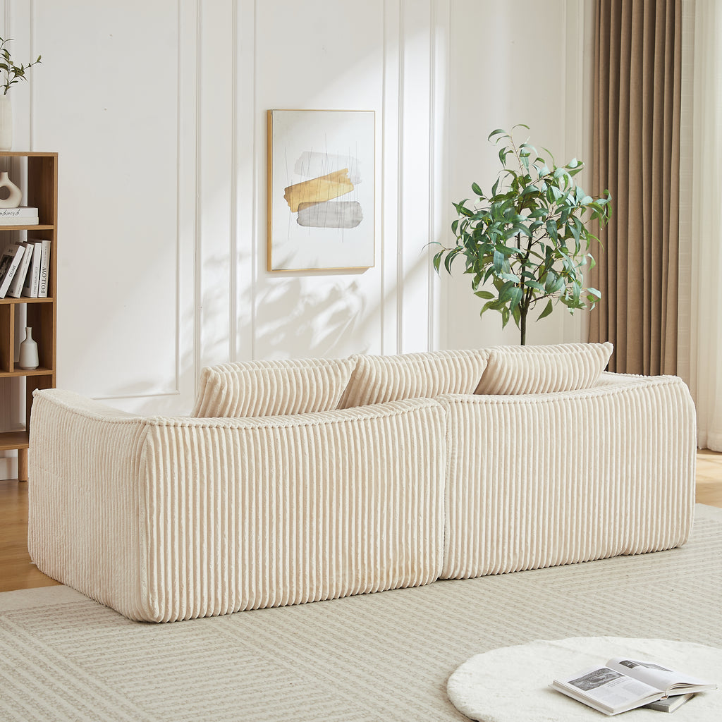 Minimalist 3-Seater Corduroy Sofa Featuring Curved Lines