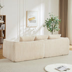 Minimalist 3-Seater Corduroy Sofa Featuring Curved Lines