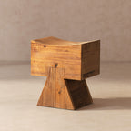 Nico Reclaimed Wood Sculptural Stool Ottoman - Honey Aged